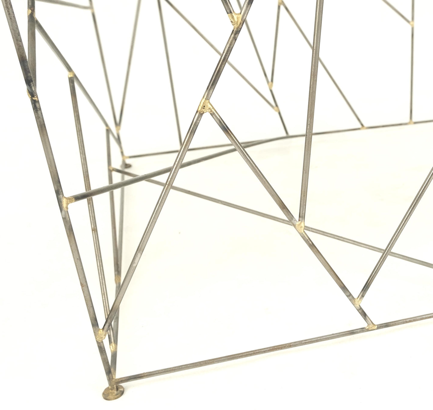 EstablishedLines Travertine Top Wire Base Square Side End Table Stand Mid-Century Modern MINT!