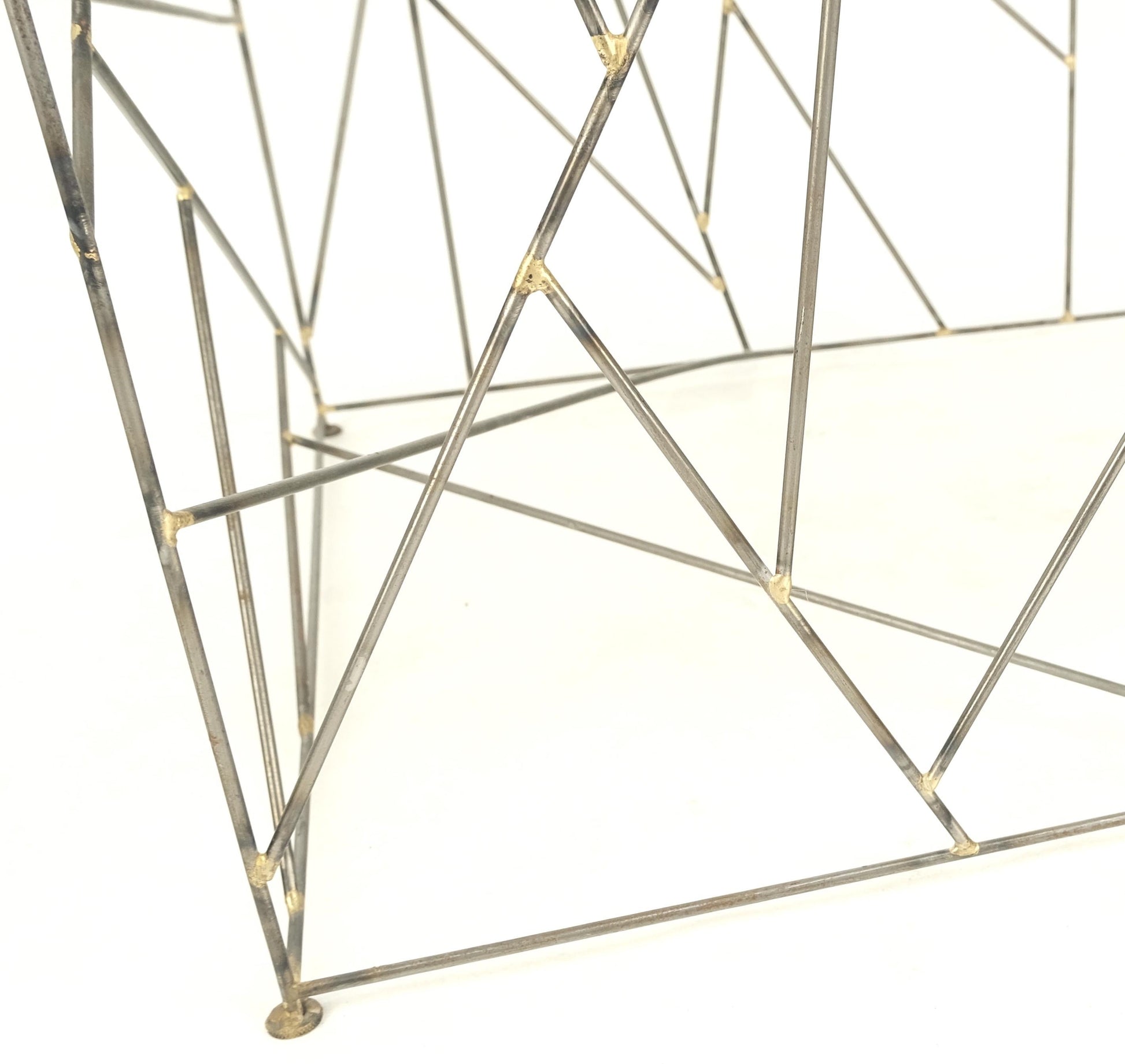 EstablishedLines Travertine Top Wire Base Square Side End Table Stand Mid-Century Modern MINT!