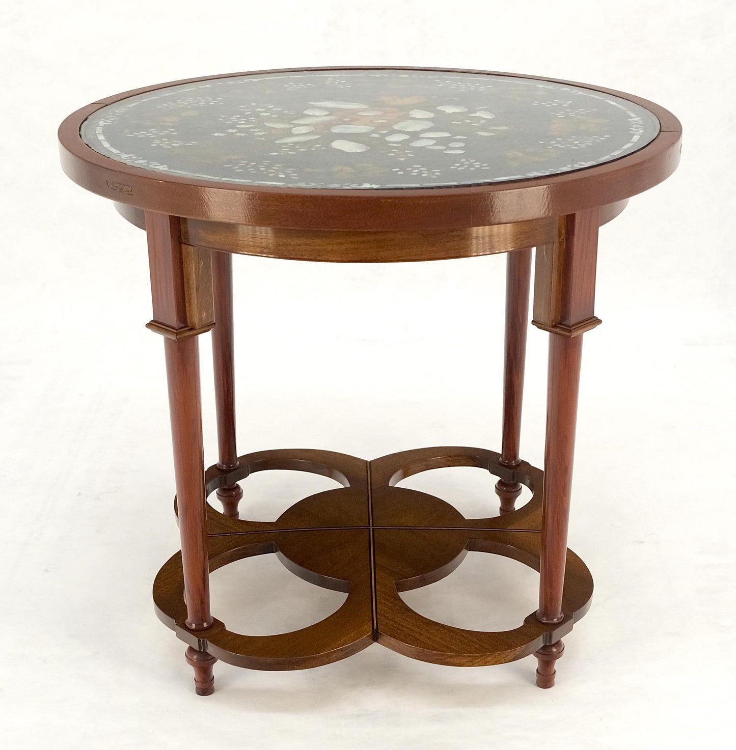 EstablishedLines Very Fine Mother of Pearl Decorated 24" Round Side Lamp Table Stand