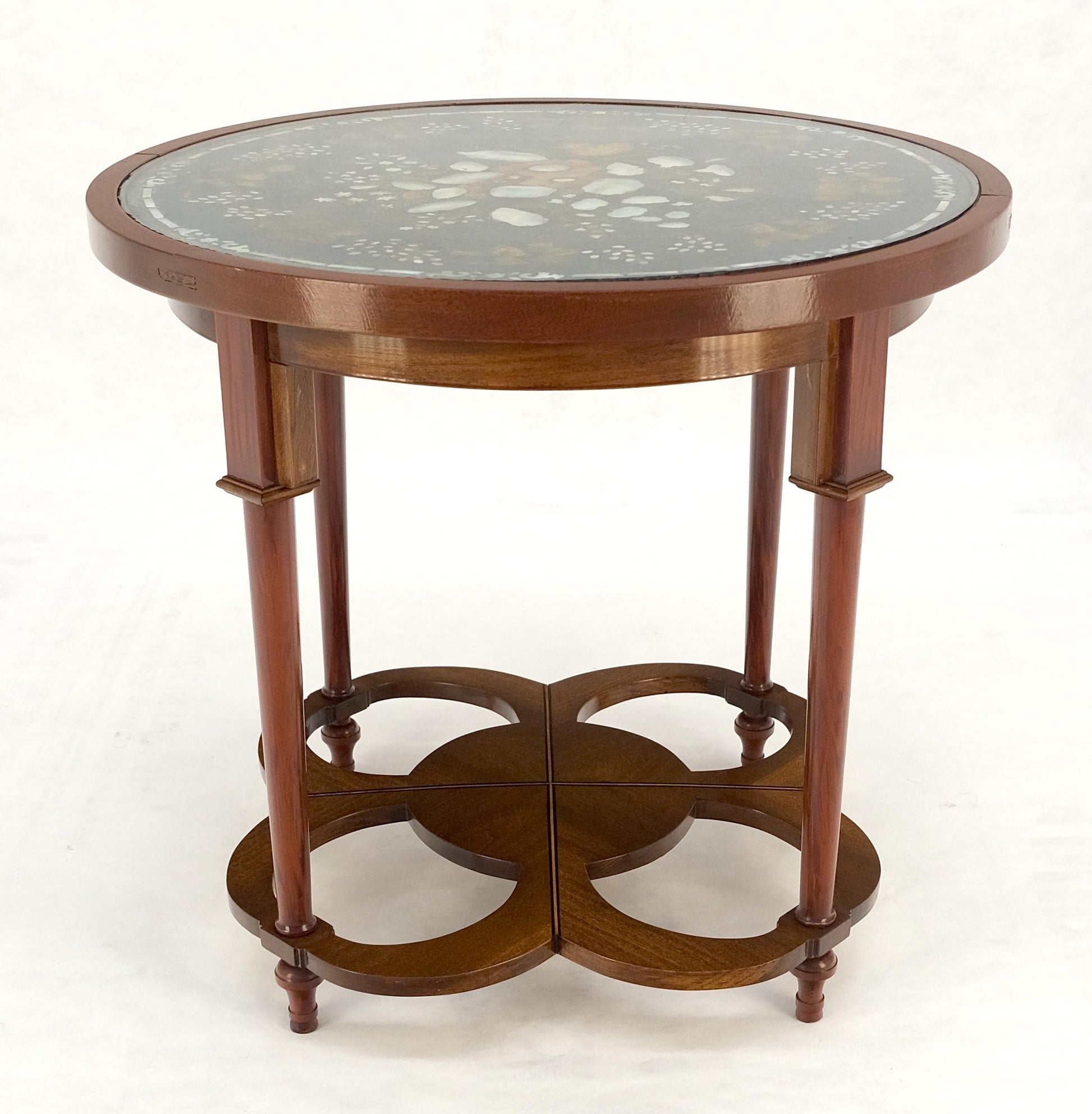 EstablishedLines Very Fine Mother of Pearl Decorated 24" Round Side Lamp Table Stand