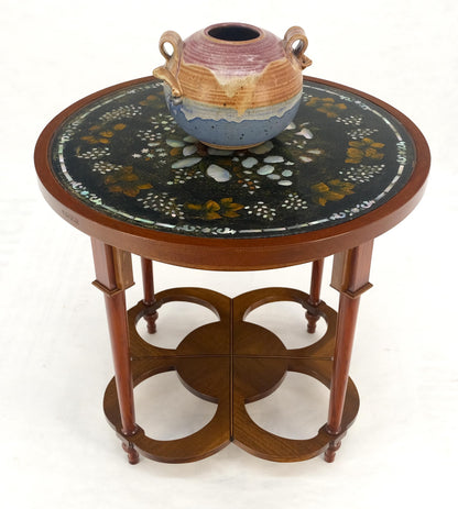 EstablishedLines Very Fine Mother of Pearl Decorated 24" Round Side Lamp Table Stand