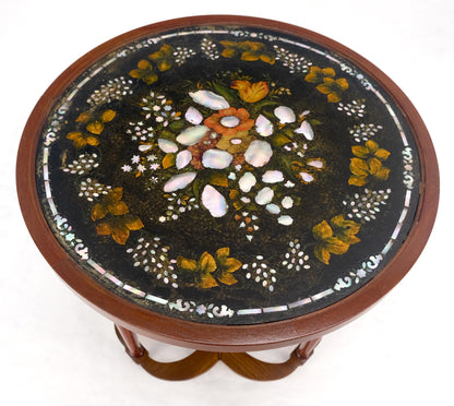 EstablishedLines Very Fine Mother of Pearl Decorated 24" Round Side Lamp Table Stand