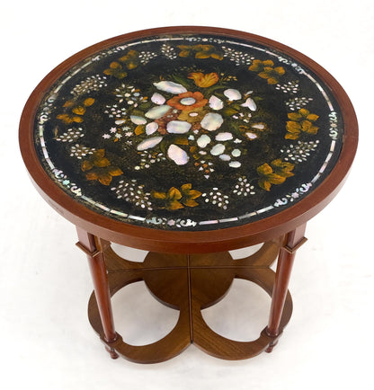 EstablishedLines Very Fine Mother of Pearl Decorated 24" Round Side Lamp Table Stand