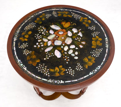 EstablishedLines Very Fine Mother of Pearl Decorated 24" Round Side Lamp Table Stand