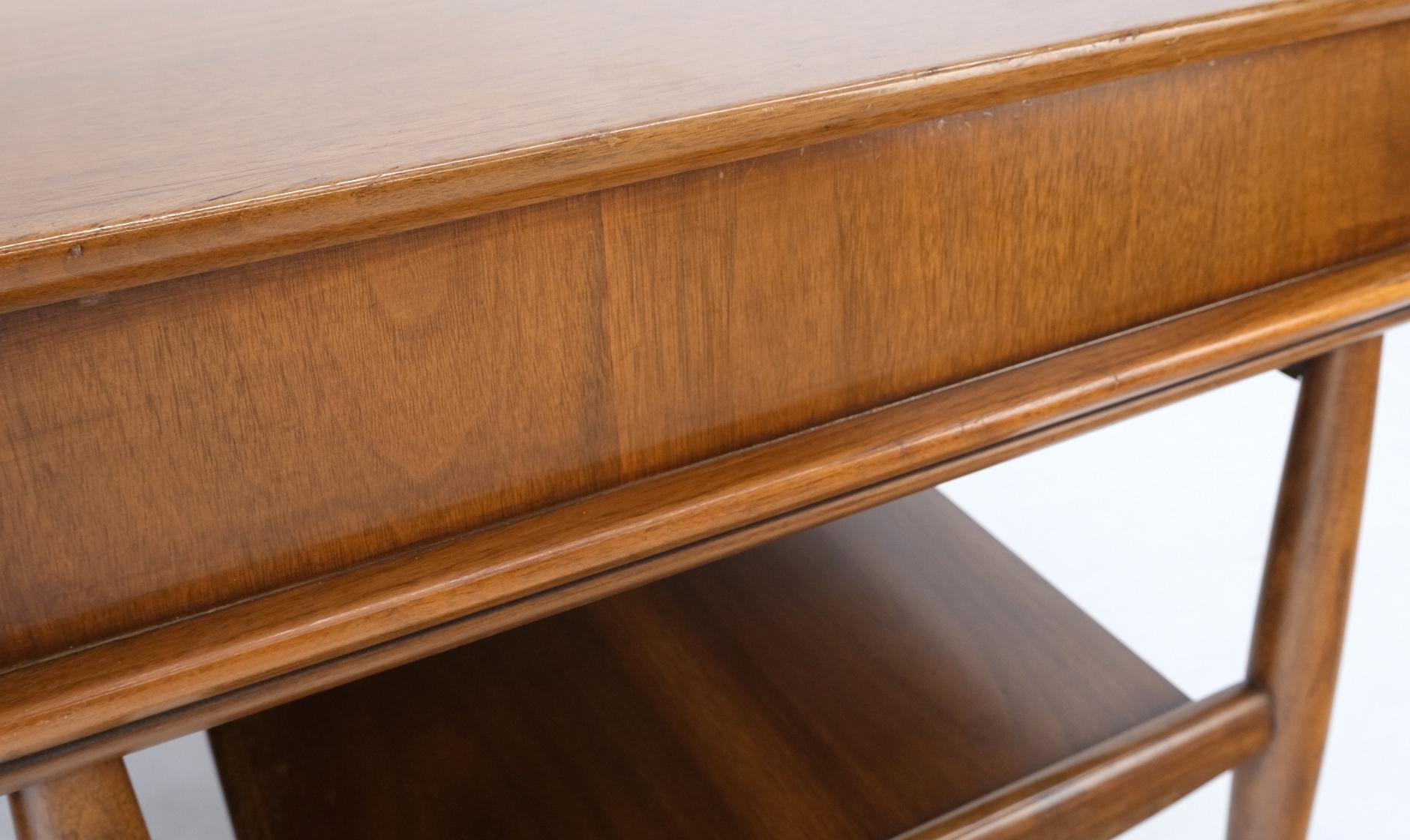 EstablishedLines Pair Walnut American Mid-Century Modern One Drawer Step End Tables Stands Mint!