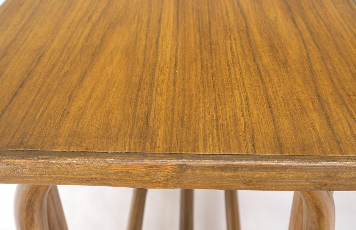 EstablishedLines Pair of Vintage c1970s Rattan Bamboo Laminated Tops Rectangle End Side Tables