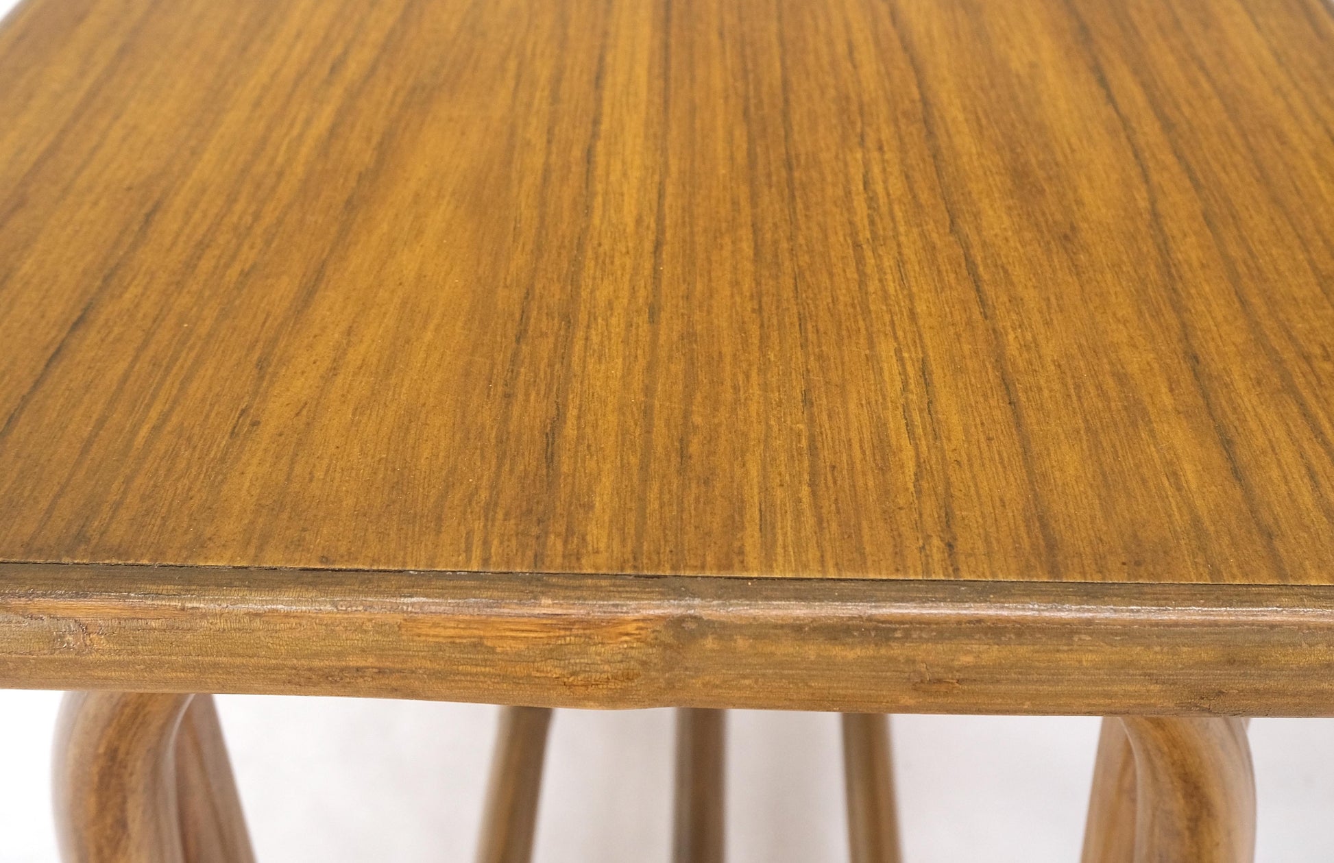EstablishedLines Pair of Vintage c1970s Rattan Bamboo Laminated Tops Rectangle End Side Tables