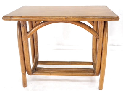 EstablishedLines Pair of Vintage c1970s Rattan Bamboo Laminated Tops Rectangle End Side Tables