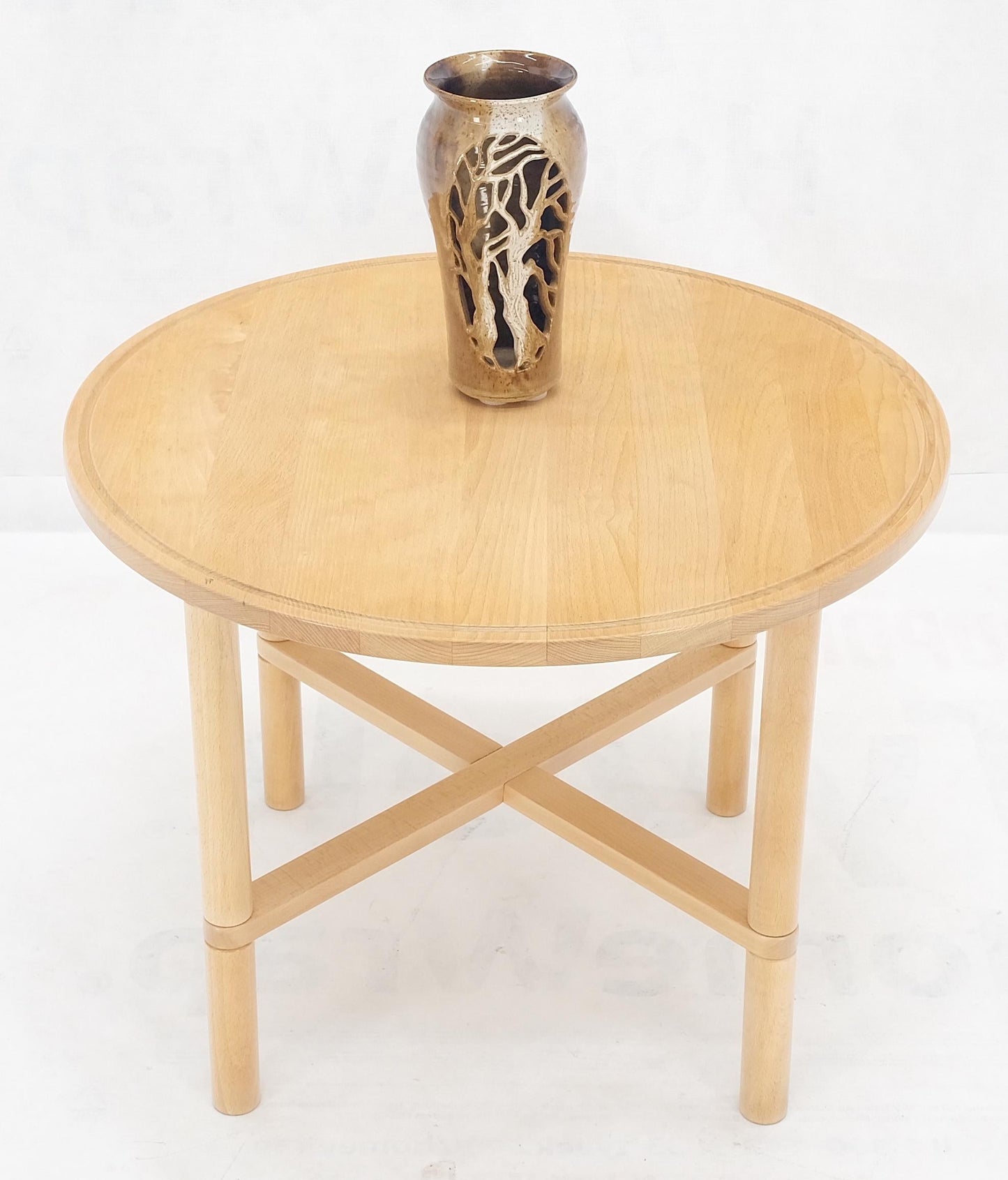 EstablishedLines H/S Haslev Danish Mid Century Modern Solid Birch Round Side End Table Stand MINT
