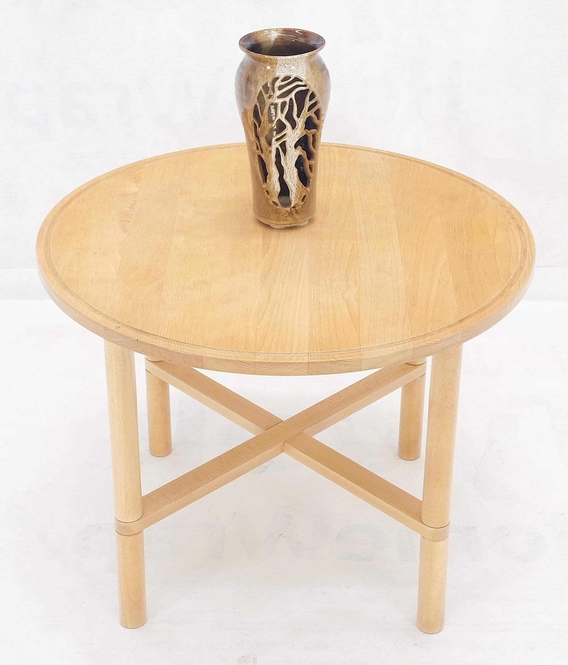 EstablishedLines H/S Haslev Danish Mid Century Modern Solid Birch Round Side End Table Stand MINT