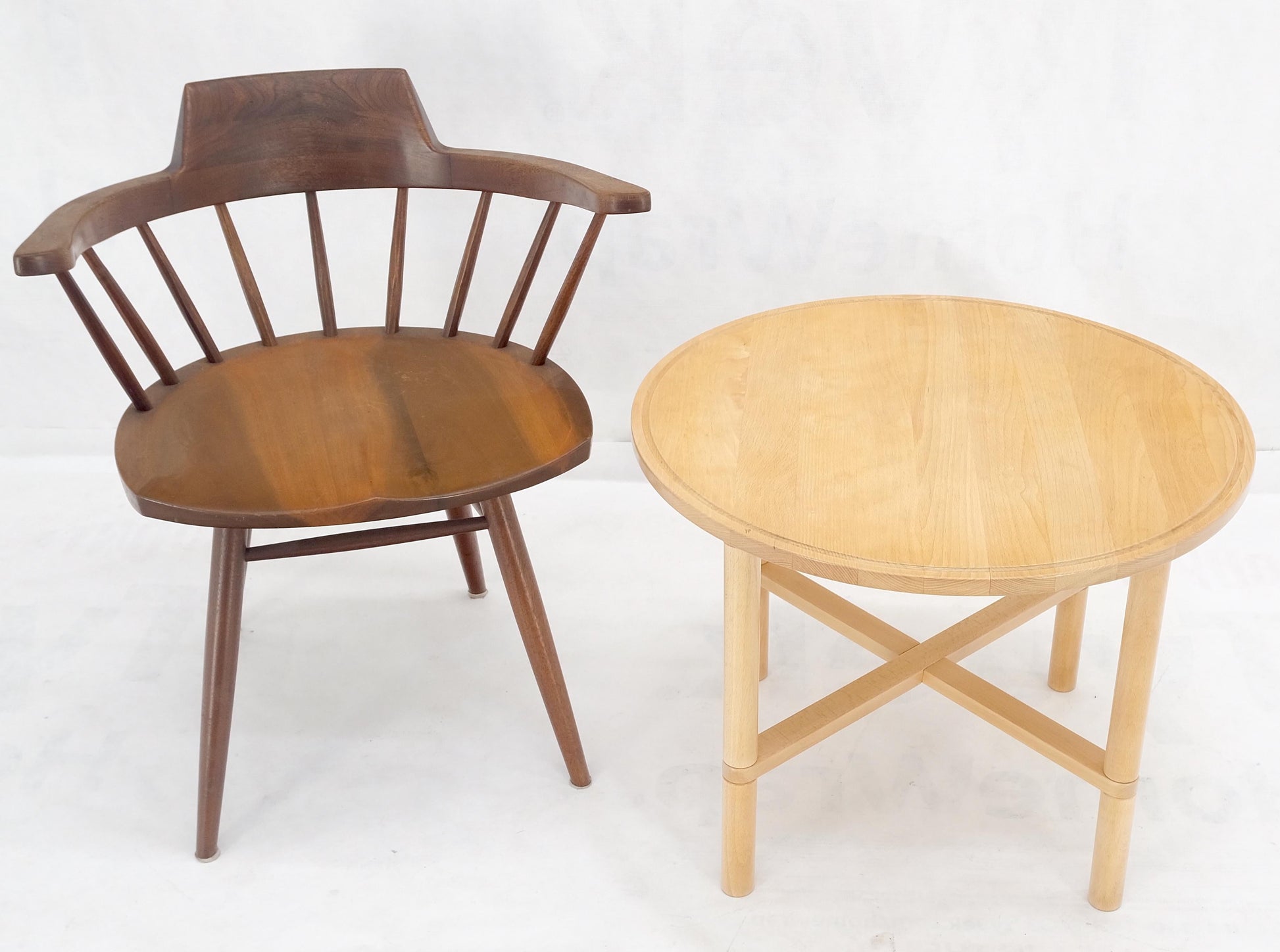 EstablishedLines H/S Haslev Danish Mid Century Modern Solid Birch Round Side End Table Stand MINT