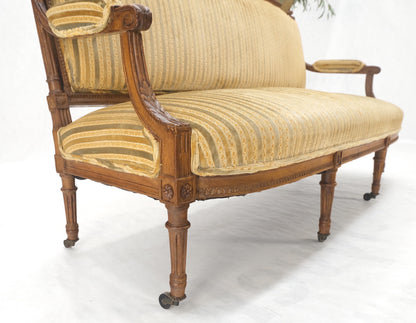 EstablishedLines Fine French Carved Walnut Gold Shipped Upholstery Fabric Sofa MINT!