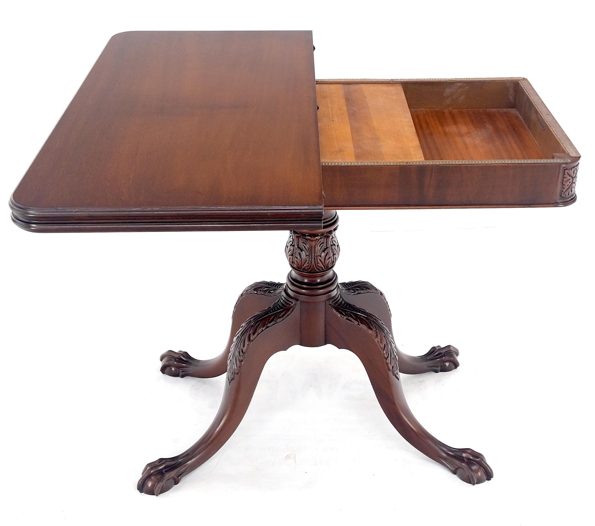 EstablishedLines Ball & Claw Chippendale Style Mahogany Expandable Flip Top Game Console Table