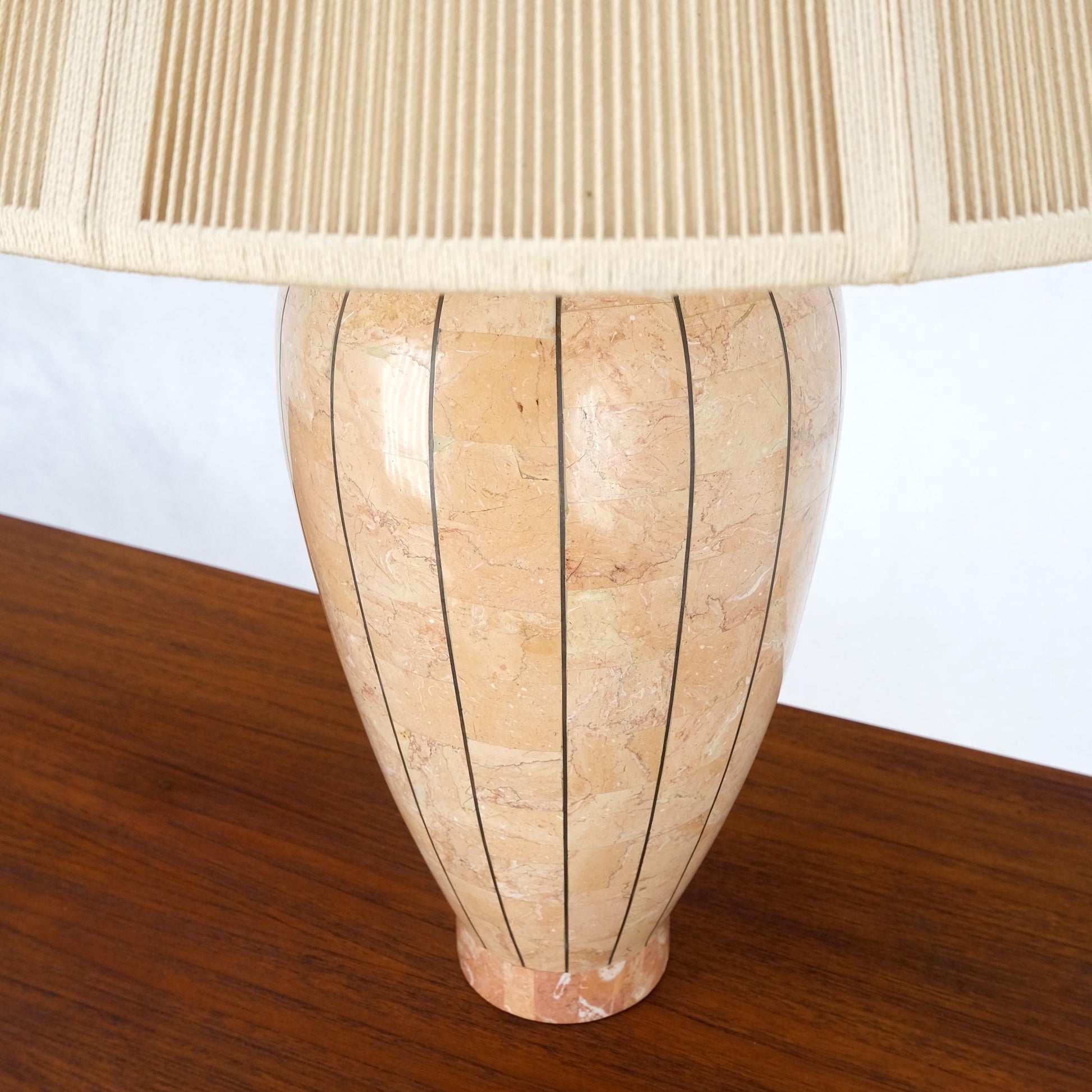 EstablishedLines Onion Shape Tessellated Stone Brass Inlay Table Lamp Mint!