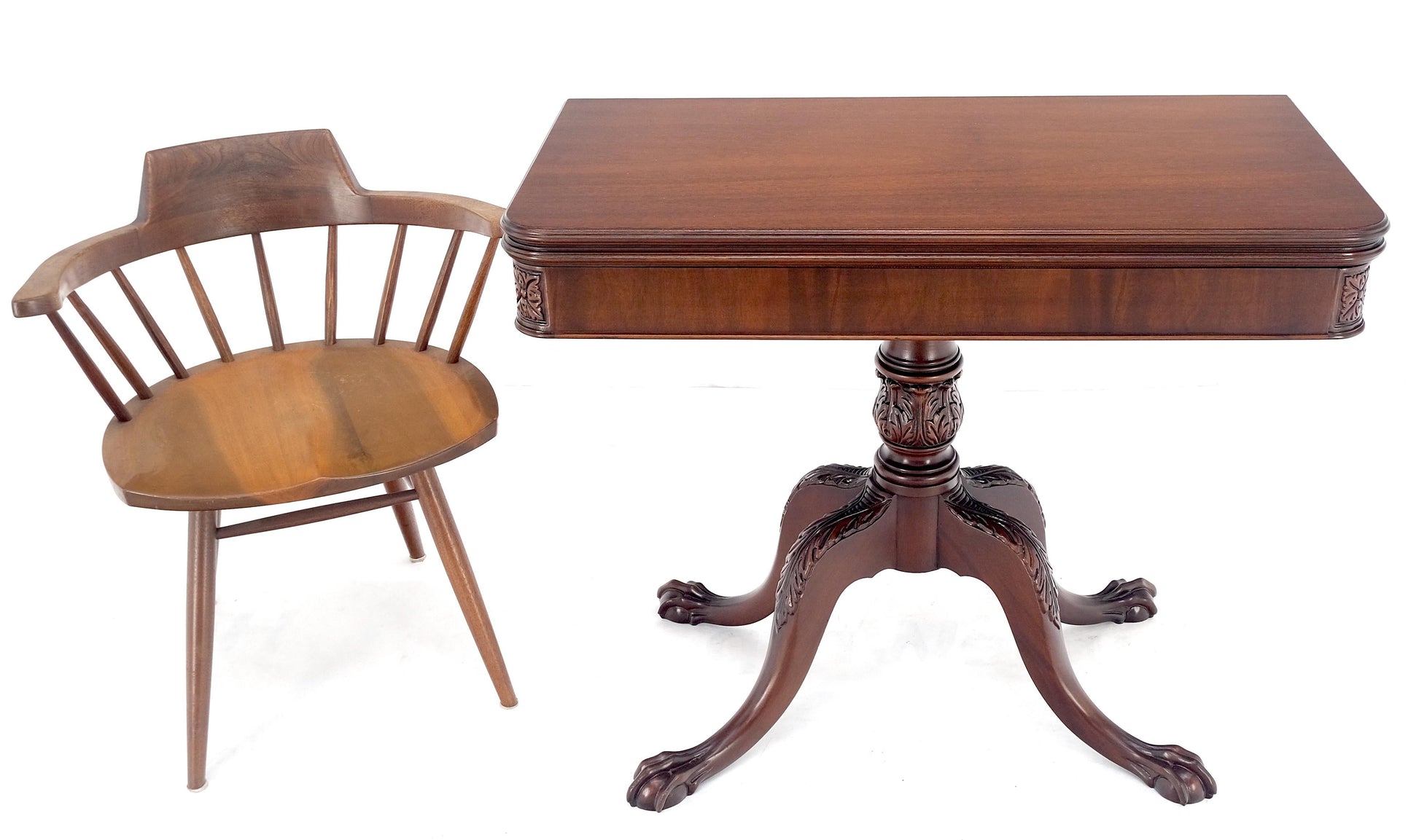 EstablishedLines Ball & Claw Chippendale Style Mahogany Expandable Flip Top Game Console Table