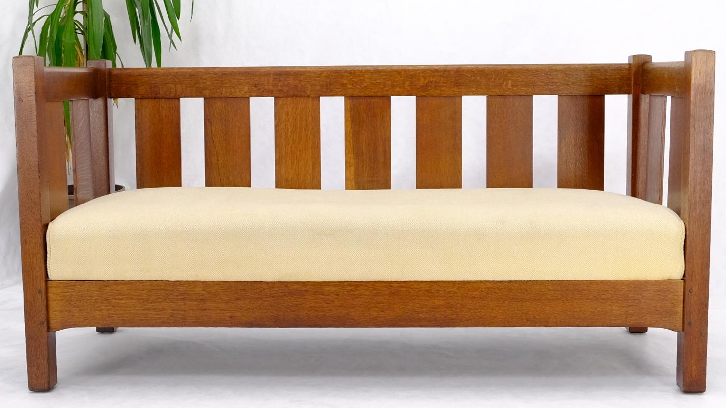 EstablishedLines Massive Mission Oak c. 1920's Sofa Large Bench Sette Loveseat Couch