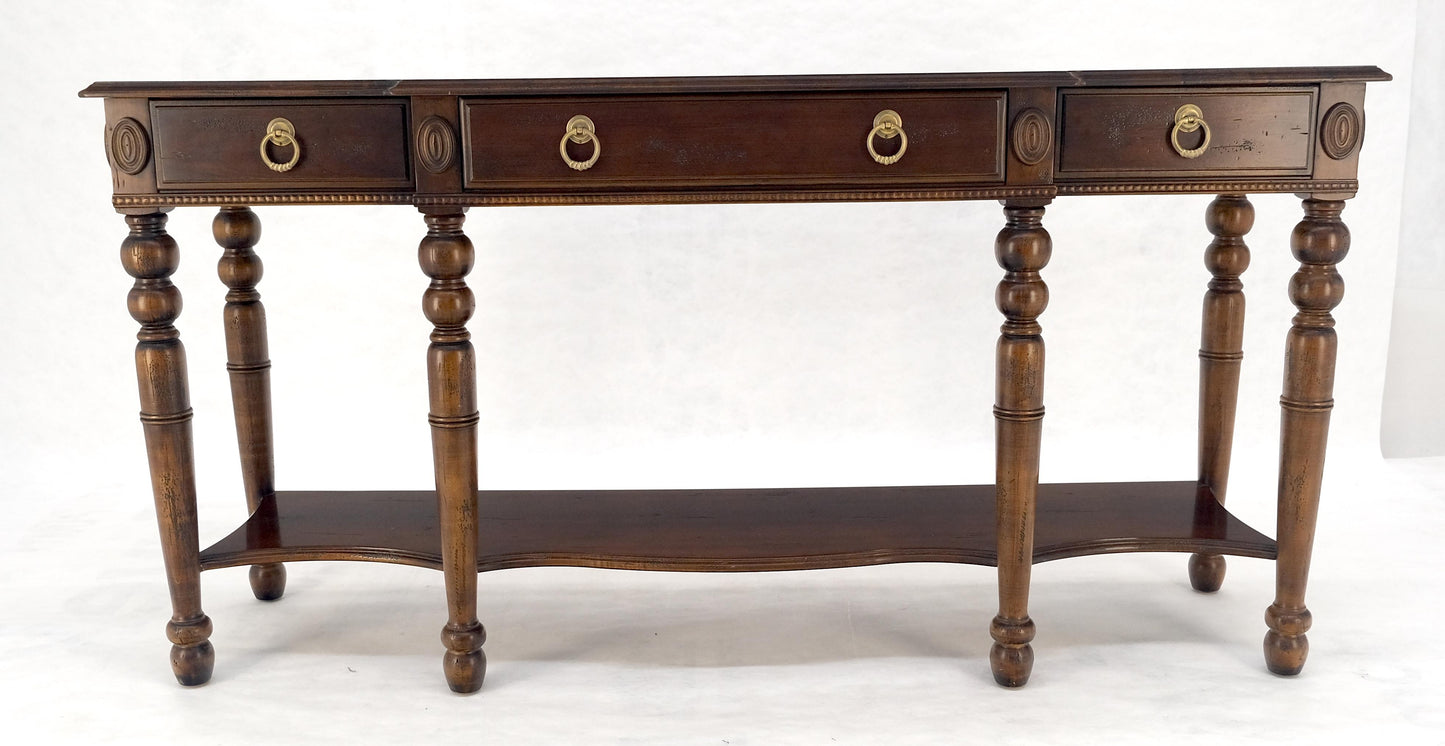 EstablishedLines Spanish Colonial Style 3 Drawers 60" Wide Console Table Credenza Brass Pulls