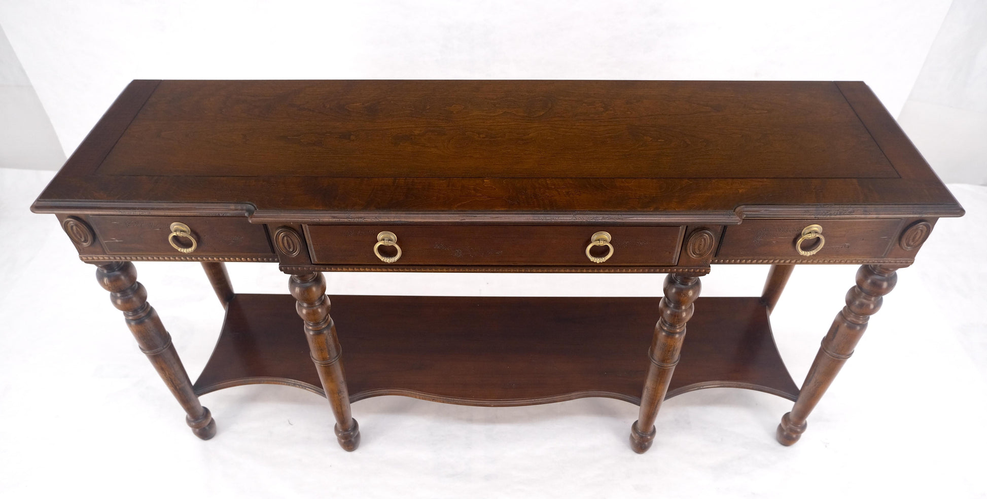 EstablishedLines Spanish Colonial Style 3 Drawers 60" Wide Console Table Credenza Brass Pulls