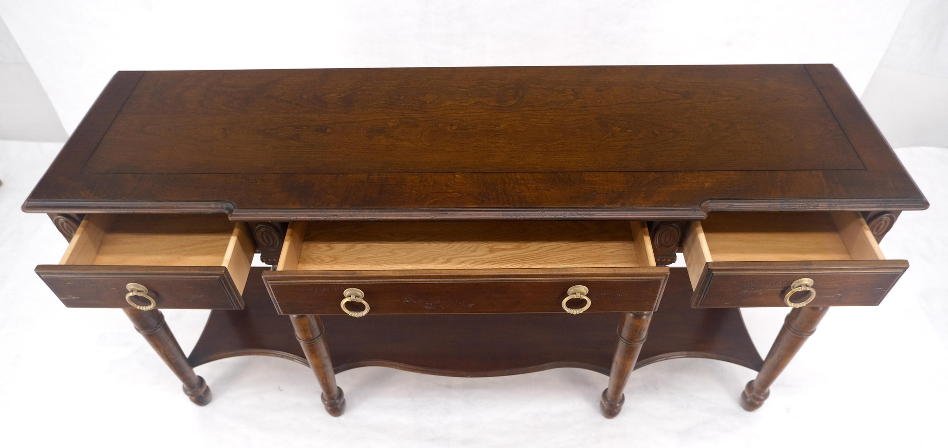 EstablishedLines Spanish Colonial Style 3 Drawers 60" Wide Console Table Credenza Brass Pulls