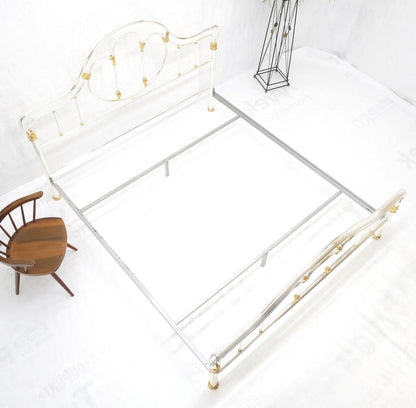 EstablishedLines Brass & Silver Plated King Size Hollywood Regency Bed Frame Rails Mid Century