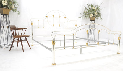 EstablishedLines Brass & Silver Plated King Size Hollywood Regency Bed Frame Rails Mid Century
