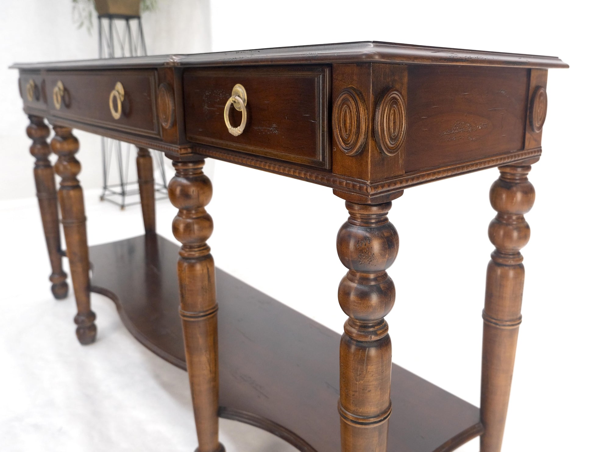 EstablishedLines Spanish Colonial Style 3 Drawers 60" Wide Console Table Credenza Brass Pulls