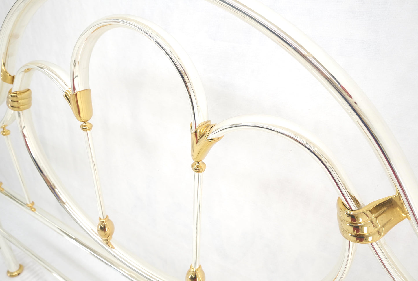 EstablishedLines Brass & Silver Plated King Size Hollywood Regency Bed Frame Rails Mid Century