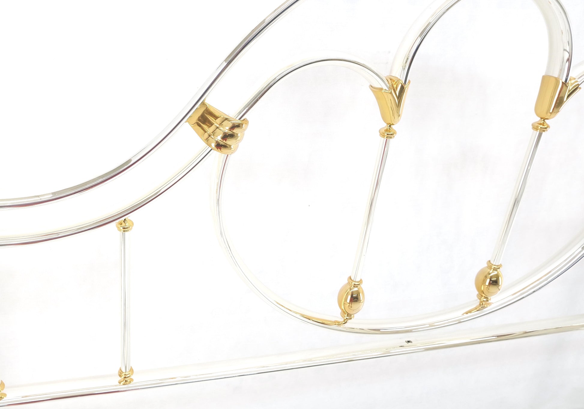 EstablishedLines Brass & Silver Plated King Size Hollywood Regency Bed Frame Rails Mid Century