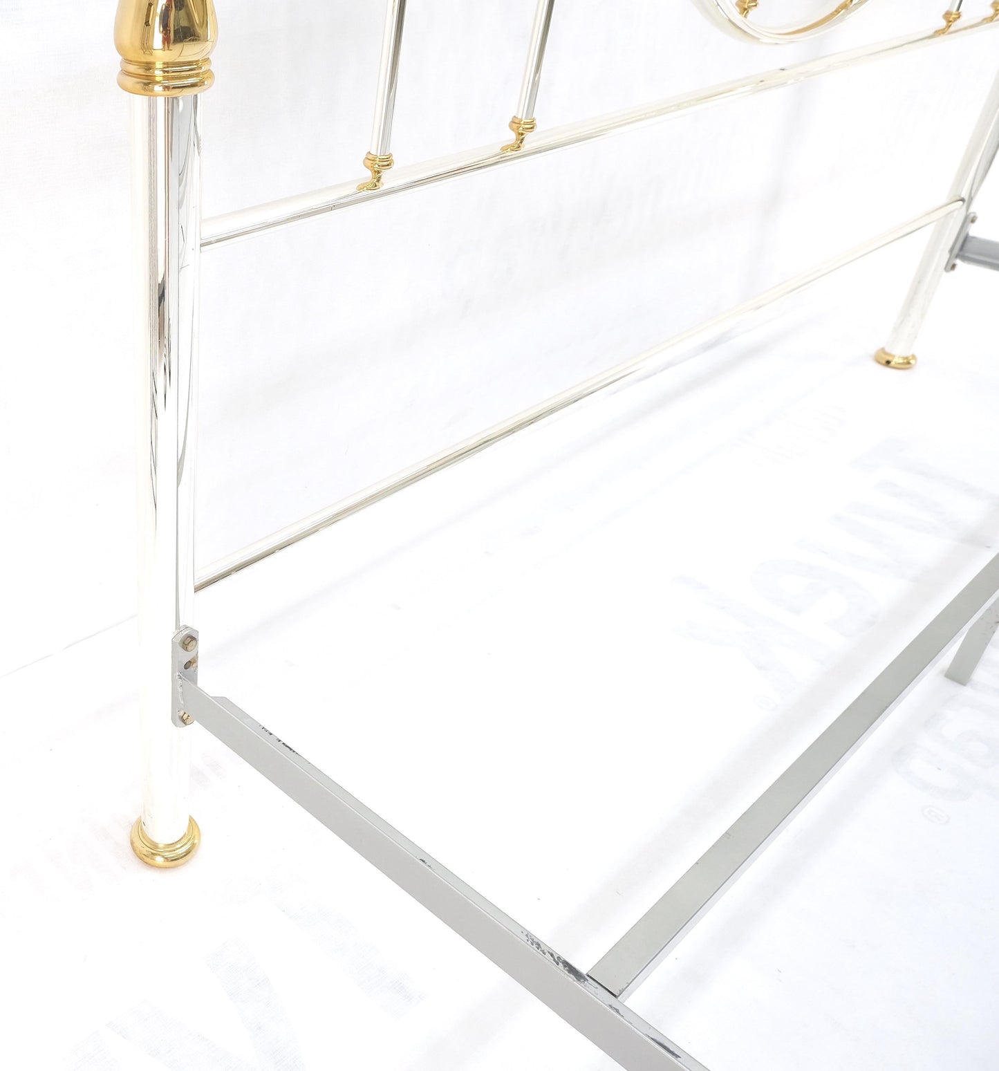 EstablishedLines Brass & Silver Plated King Size Hollywood Regency Bed Frame Rails Mid Century