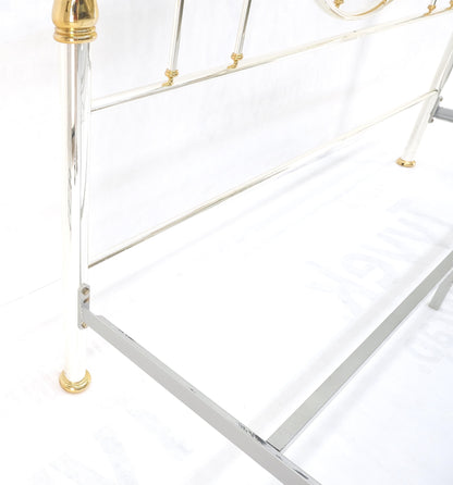 EstablishedLines Brass & Silver Plated King Size Hollywood Regency Bed Frame Rails Mid Century