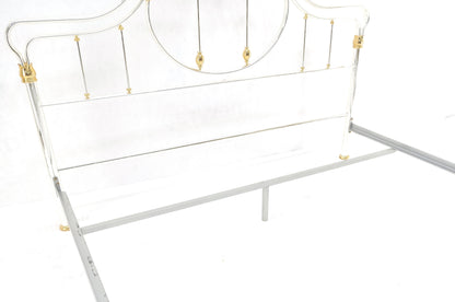 EstablishedLines Brass & Silver Plated King Size Hollywood Regency Bed Frame Rails Mid Century