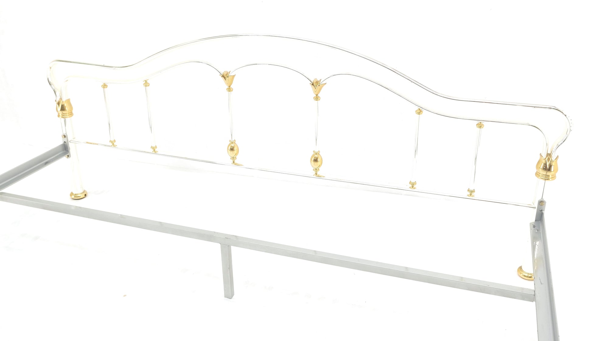 EstablishedLines Brass & Silver Plated King Size Hollywood Regency Bed Frame Rails Mid Century