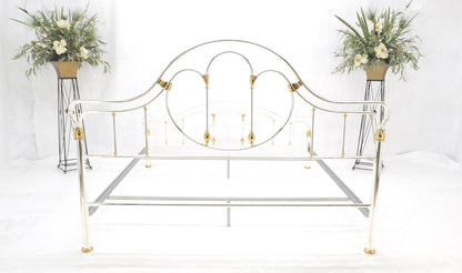 EstablishedLines Brass & Silver Plated King Size Hollywood Regency Bed Frame Rails Mid Century