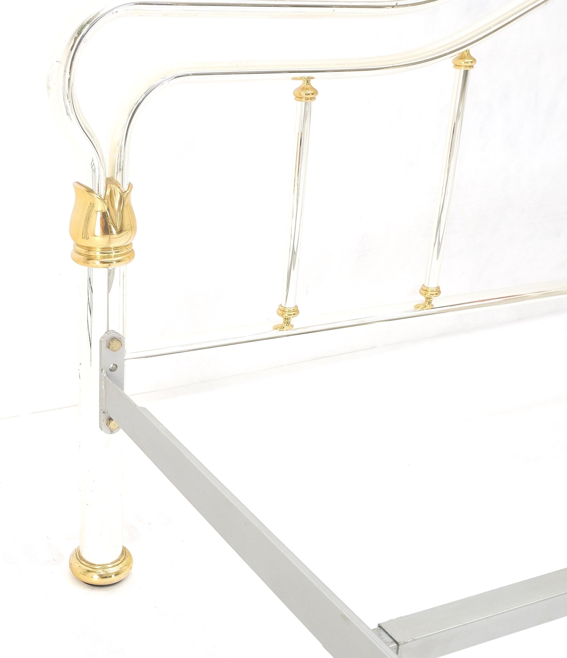 EstablishedLines Brass & Silver Plated King Size Hollywood Regency Bed Frame Rails Mid Century