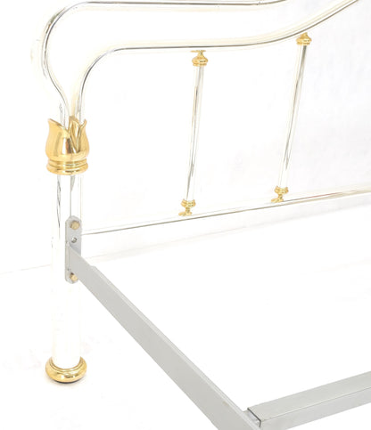 EstablishedLines Brass & Silver Plated King Size Hollywood Regency Bed Frame Rails Mid Century