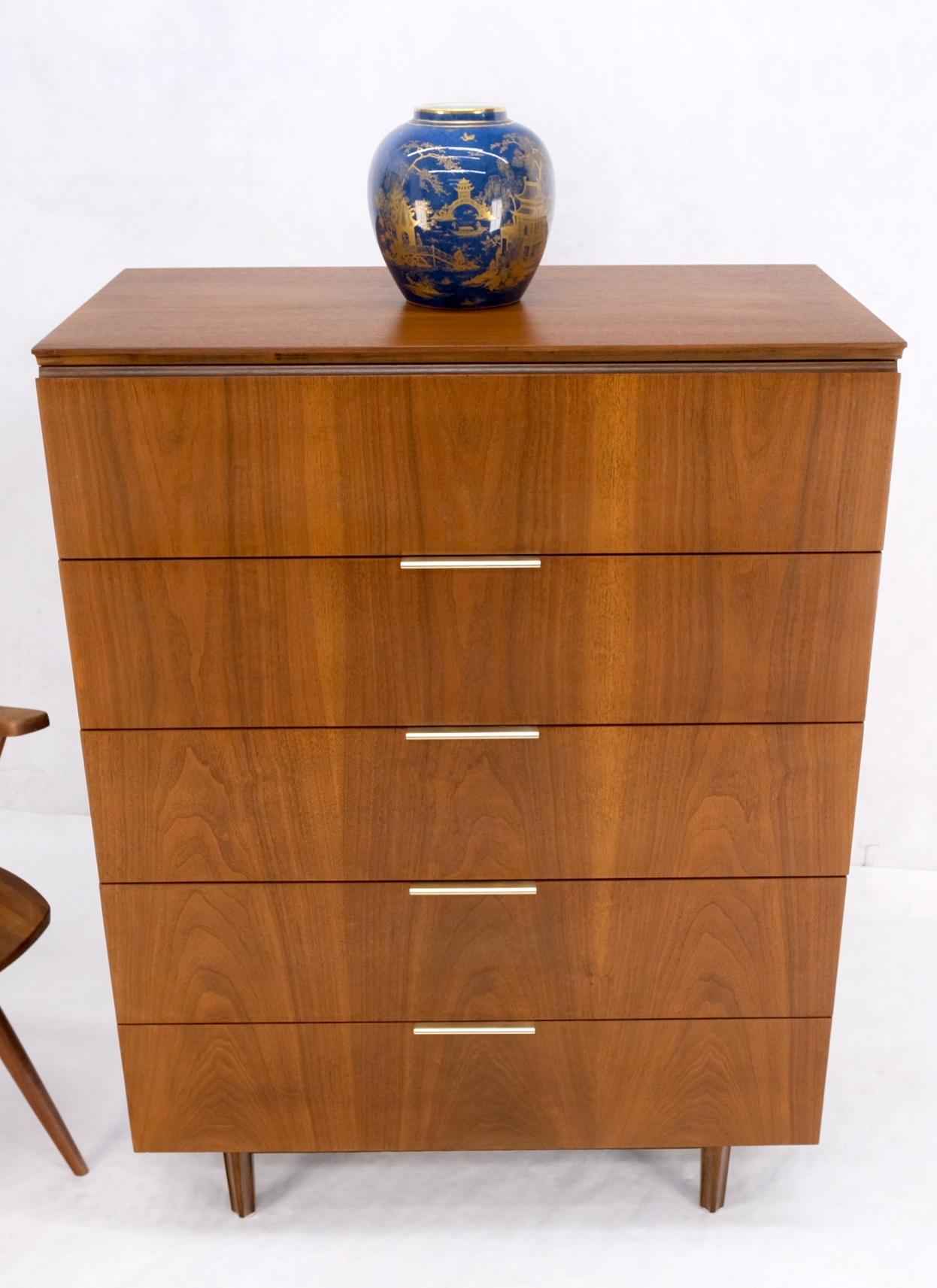 EstablishedLines John Stuart 5 Drawers Walnut High Boy Chest Dresser Mid-Century Modern Mint!