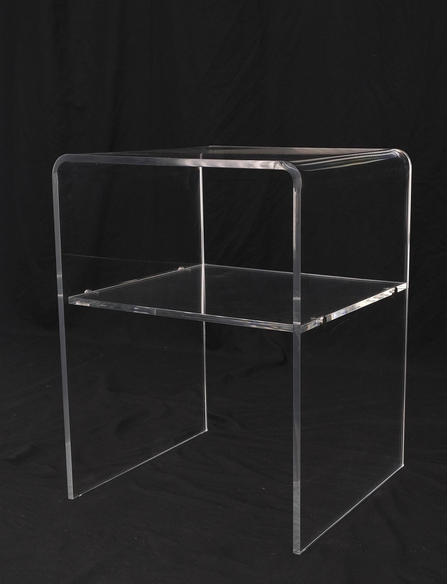 EstablishedLines Bent Lucite Two Tierr Square Side Table Stand Mid Century Modern Mint!