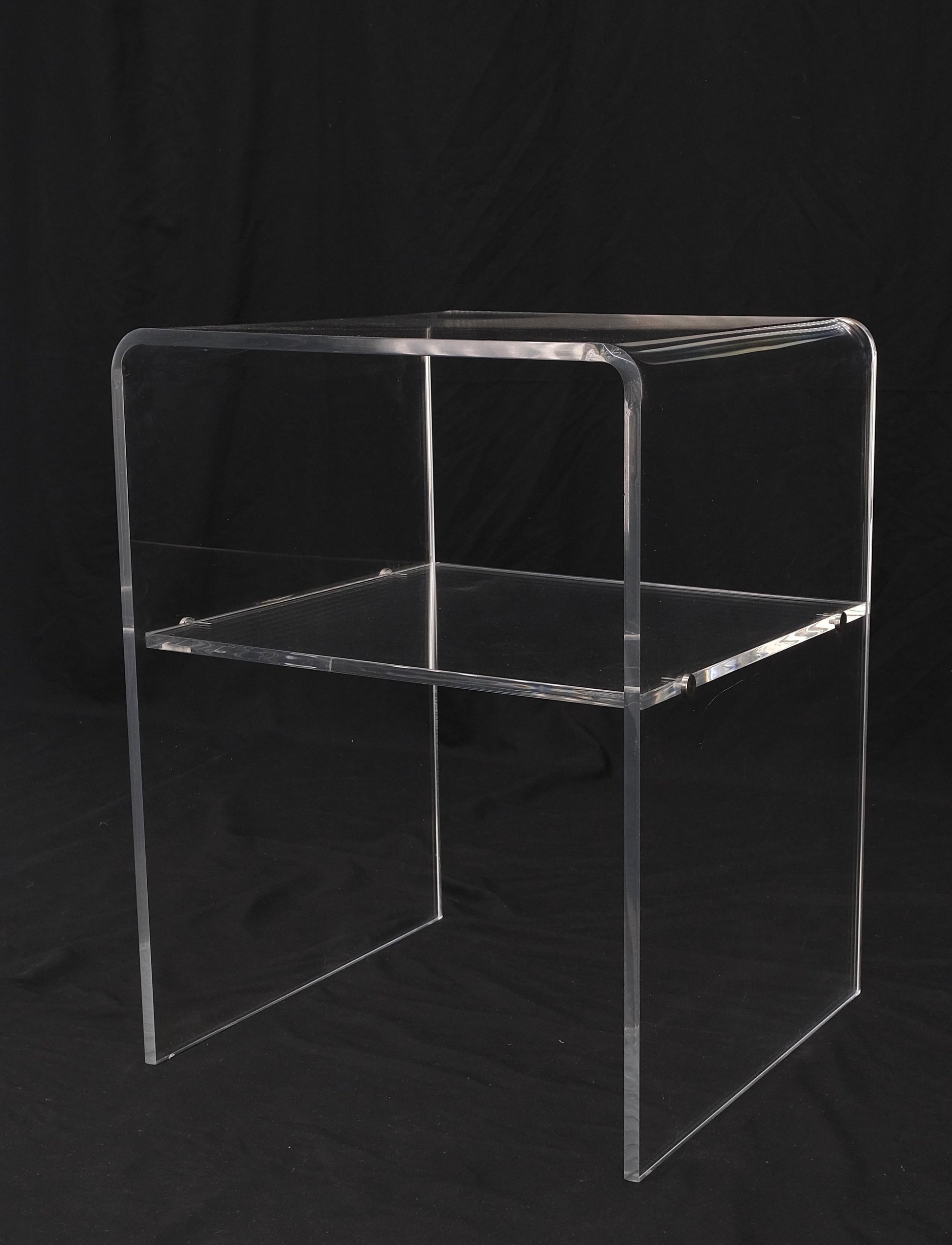 EstablishedLines Bent Lucite Two Tierr Square Side Table Stand Mid Century Modern Mint!
