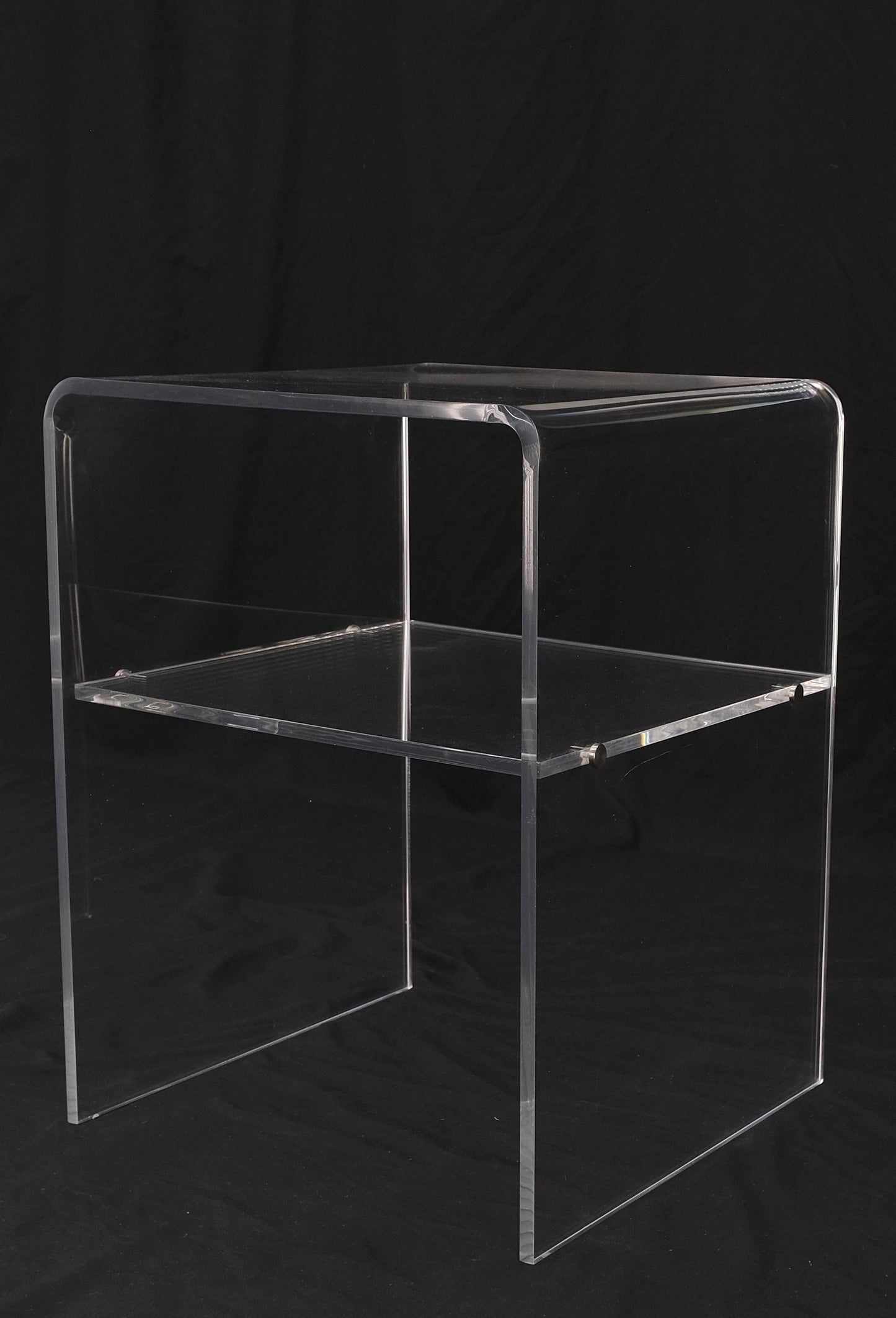 EstablishedLines Bent Lucite Two Tierr Square Side Table Stand Mid Century Modern Mint!