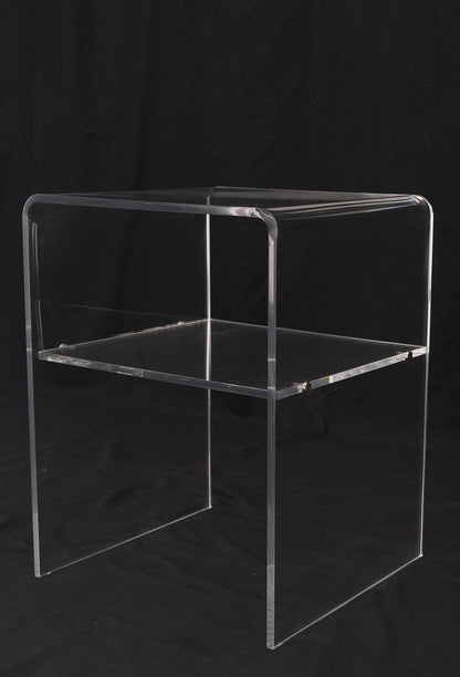 EstablishedLines Bent Lucite Two Tierr Square Side Table Stand Mid Century Modern Mint!