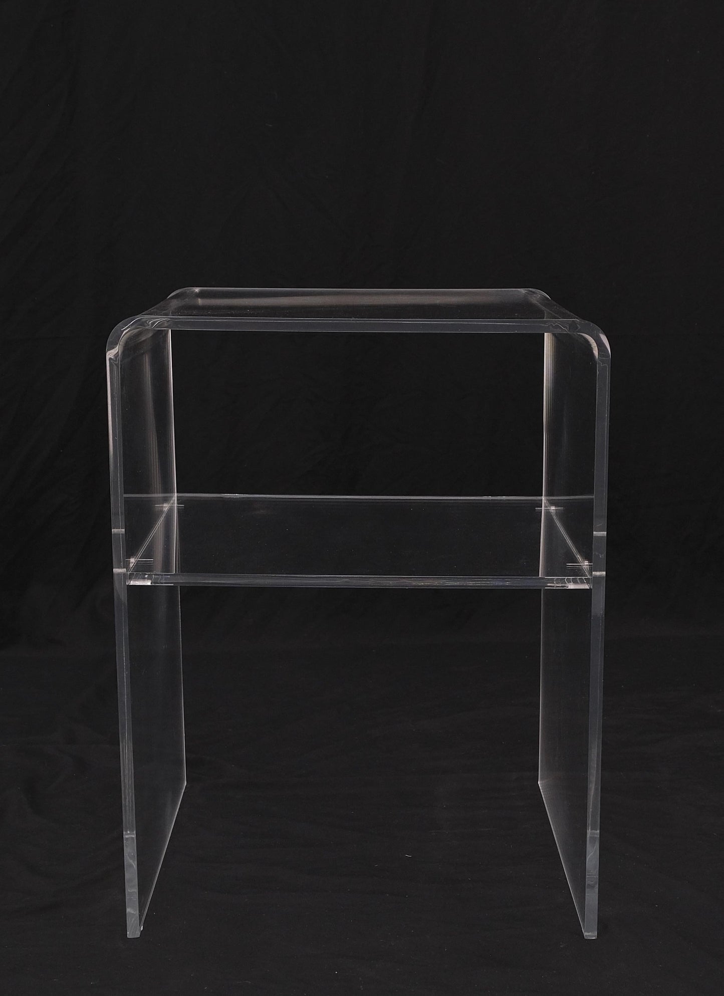EstablishedLines Bent Lucite Two Tierr Square Side Table Stand Mid Century Modern Mint!