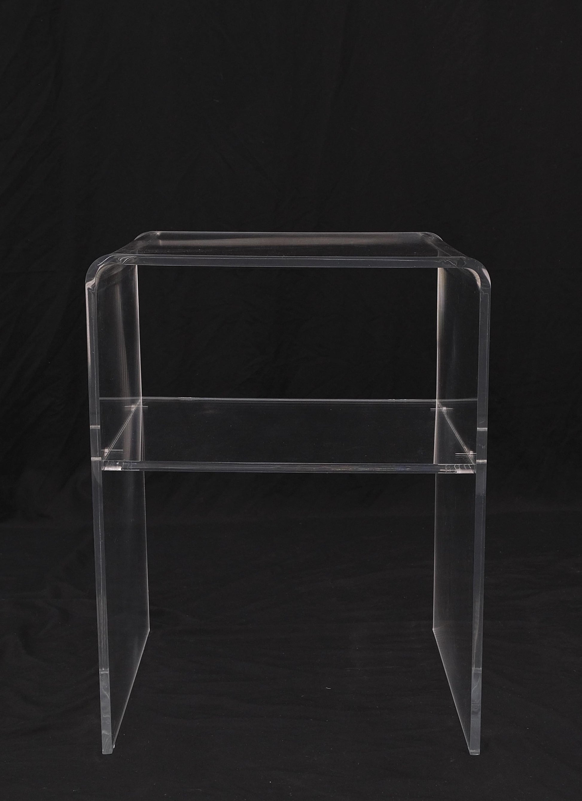 EstablishedLines Bent Lucite Two Tierr Square Side Table Stand Mid Century Modern Mint!