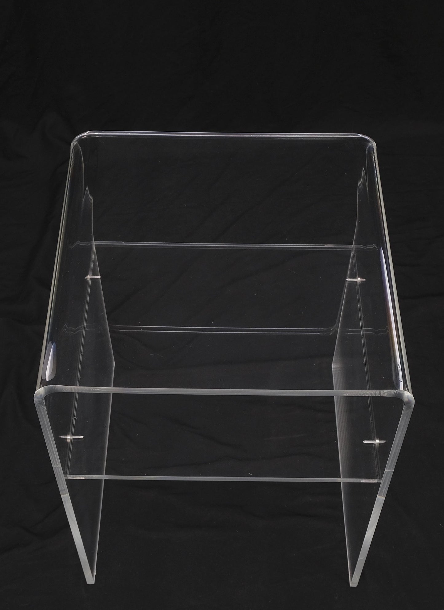 EstablishedLines Bent Lucite Two Tierr Square Side Table Stand Mid Century Modern Mint!