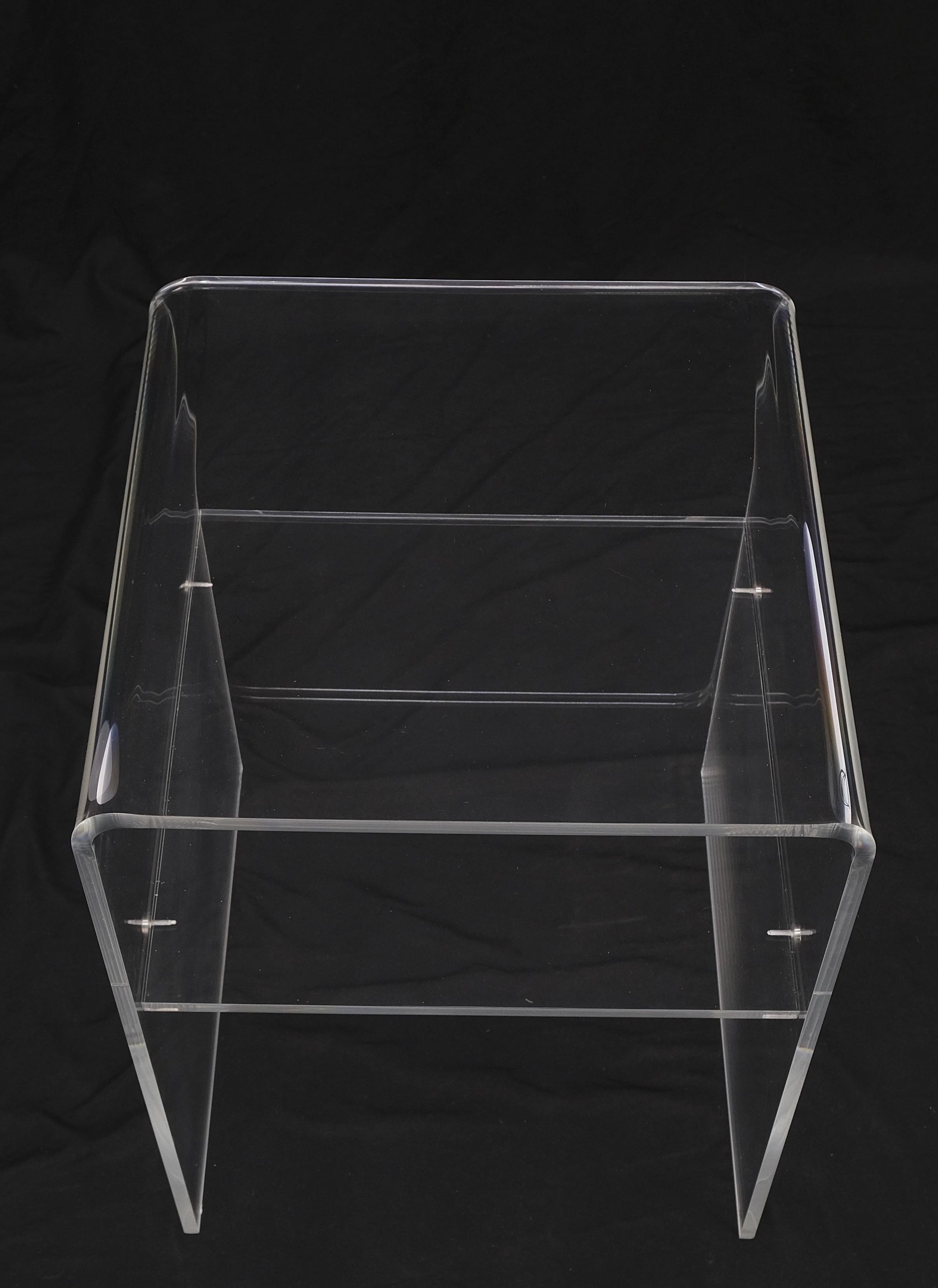 EstablishedLines Bent Lucite Two Tierr Square Side Table Stand Mid Century Modern Mint!