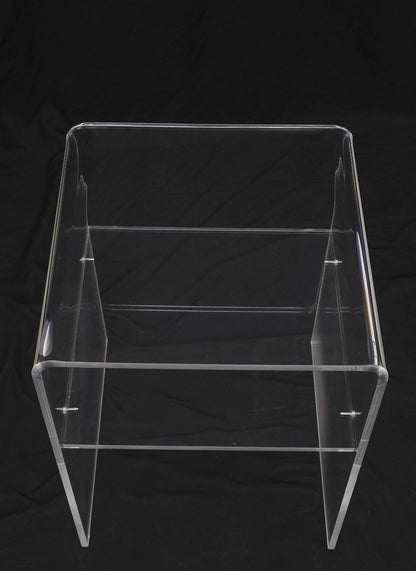 EstablishedLines Bent Lucite Two Tierr Square Side Table Stand Mid Century Modern Mint!