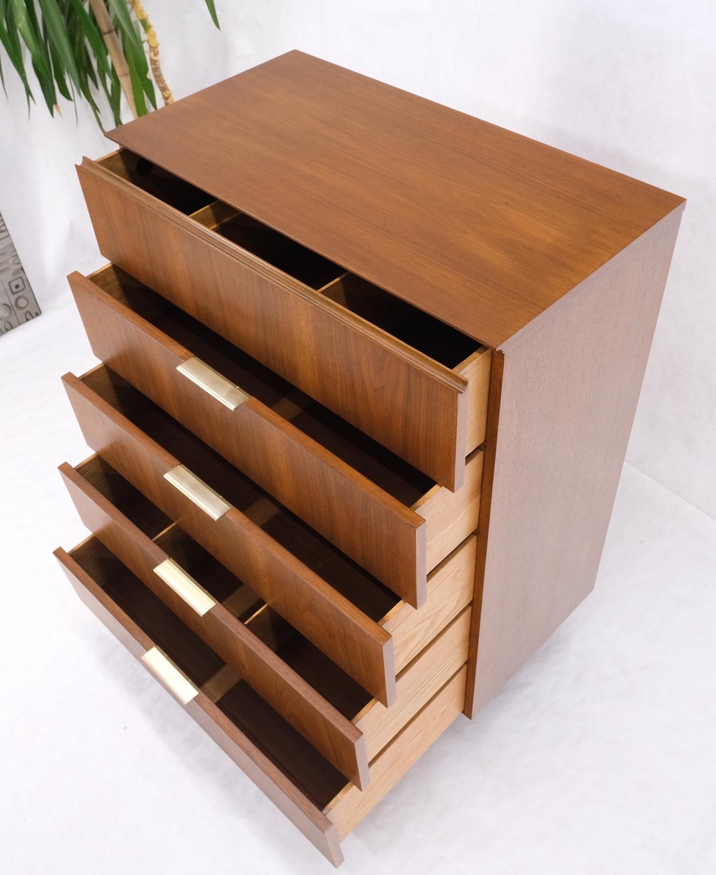 EstablishedLines John Stuart 5 Drawers Walnut High Boy Chest Dresser Mid-Century Modern Mint!