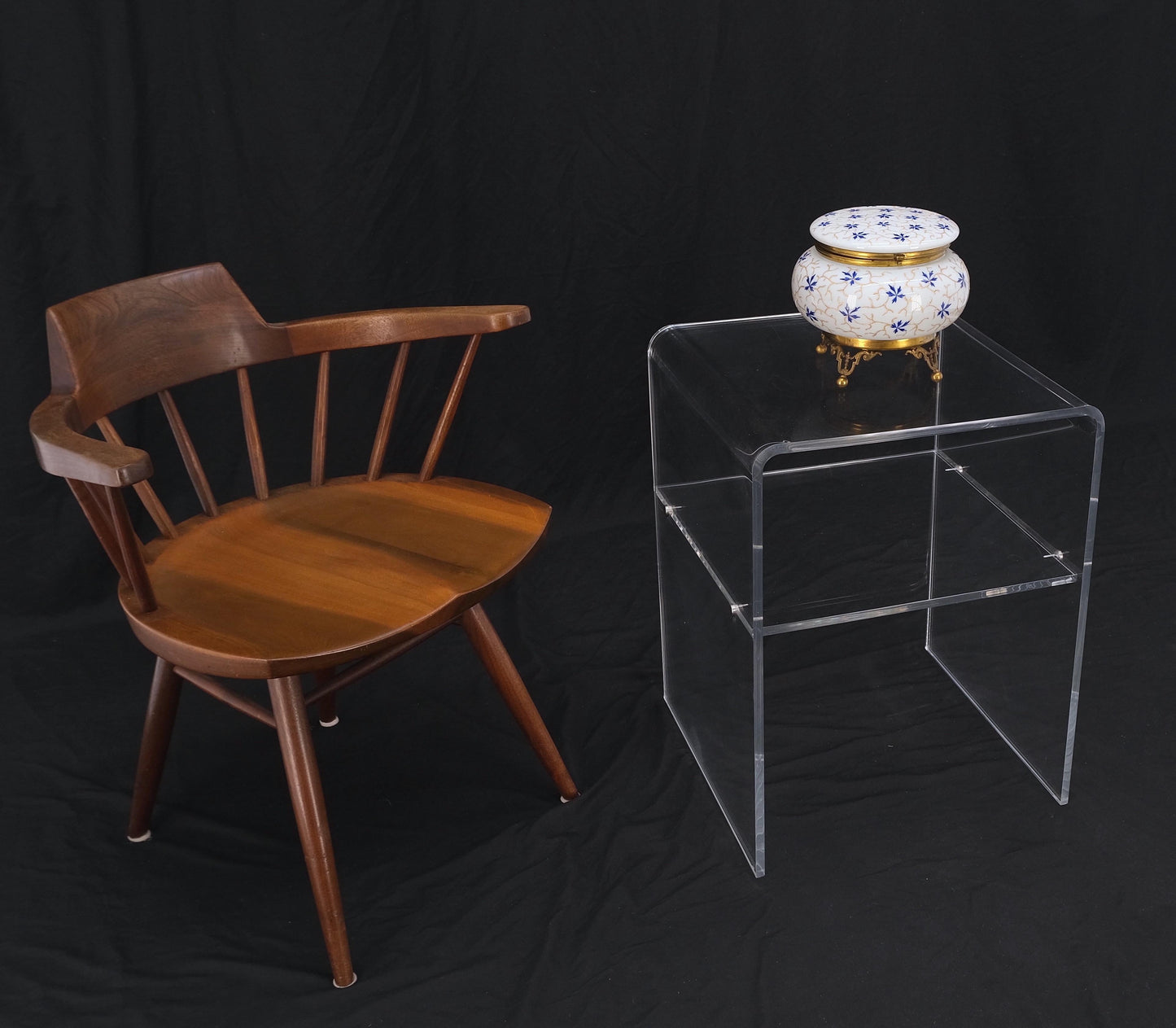 EstablishedLines Bent Lucite Two Tierr Square Side Table Stand Mid Century Modern Mint!