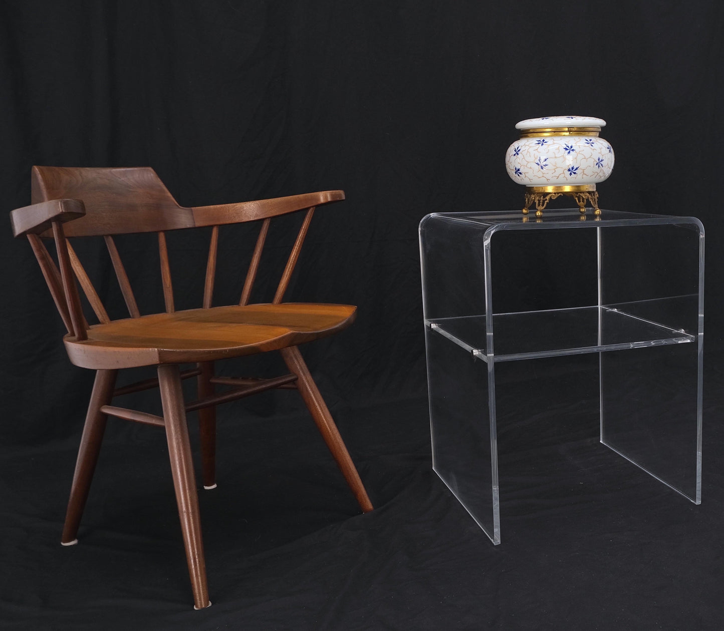 EstablishedLines Bent Lucite Two Tierr Square Side Table Stand Mid Century Modern Mint!
