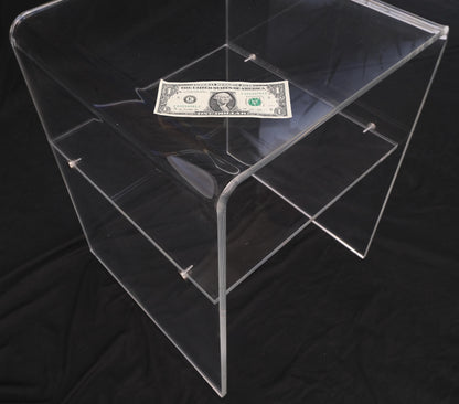 EstablishedLines Bent Lucite Two Tierr Square Side Table Stand Mid Century Modern Mint!