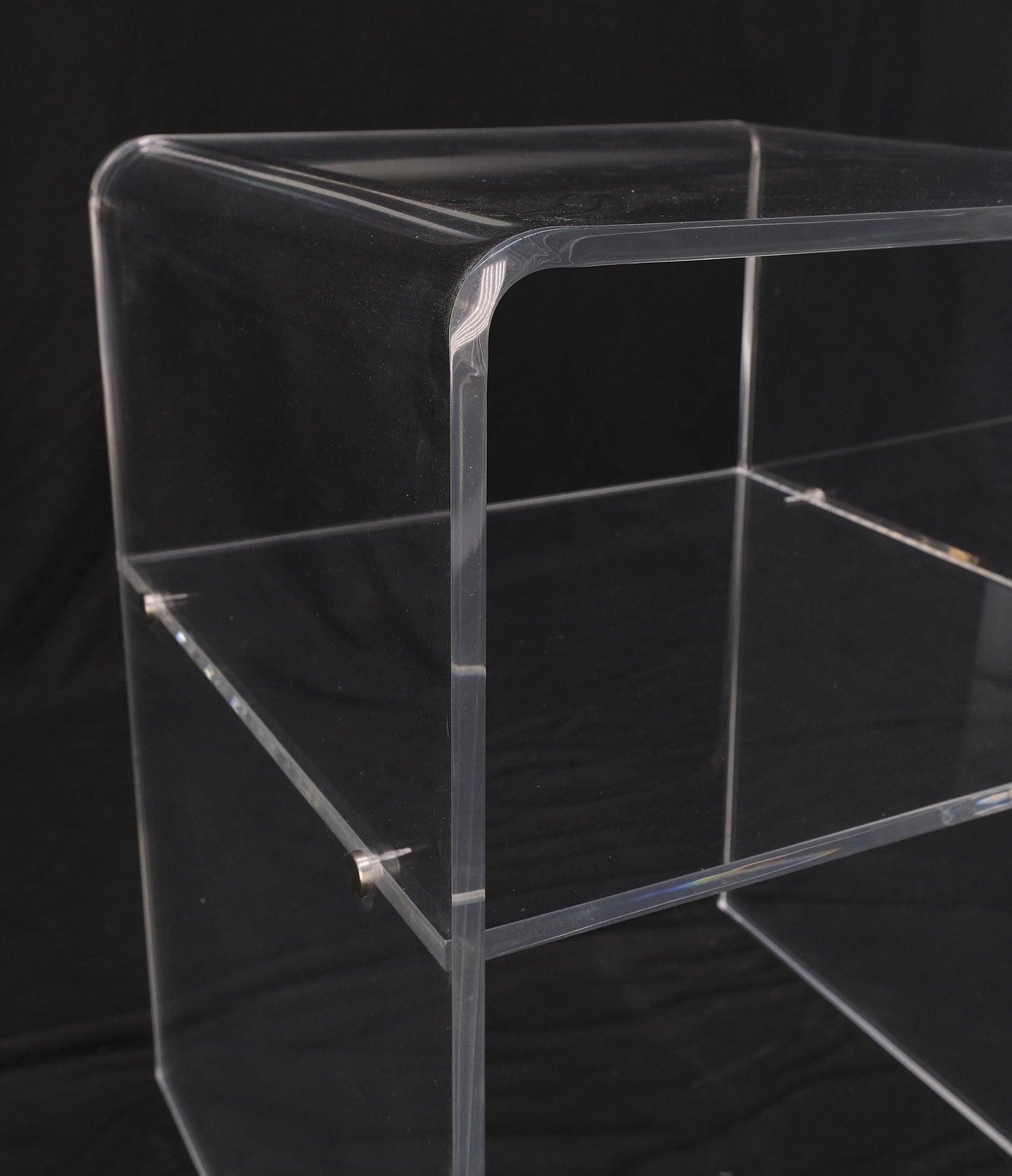 EstablishedLines Bent Lucite Two Tierr Square Side Table Stand Mid Century Modern Mint!